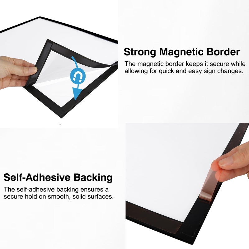 MFoffice 11x17 Window Poster Frame Made of Durable PVC and Strong Magnetic,Self Adhesive Flexible Display Frame,Black,Pack of 2 - Image 4